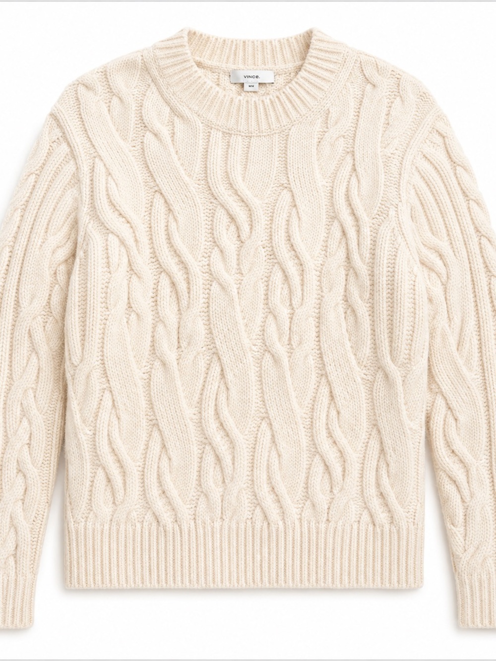 Vince Ivory Cable Crew Sweater